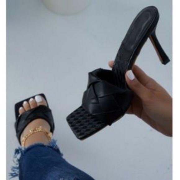 Woven Square Toe Mules – Teal Blue - Picture 9 of 10